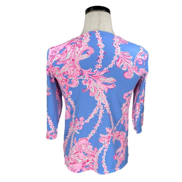 Lilly Pulitzer Karina Tunic Top Women’s Small Blue Peri Go With The Flow Pink - Picture 5 of 9